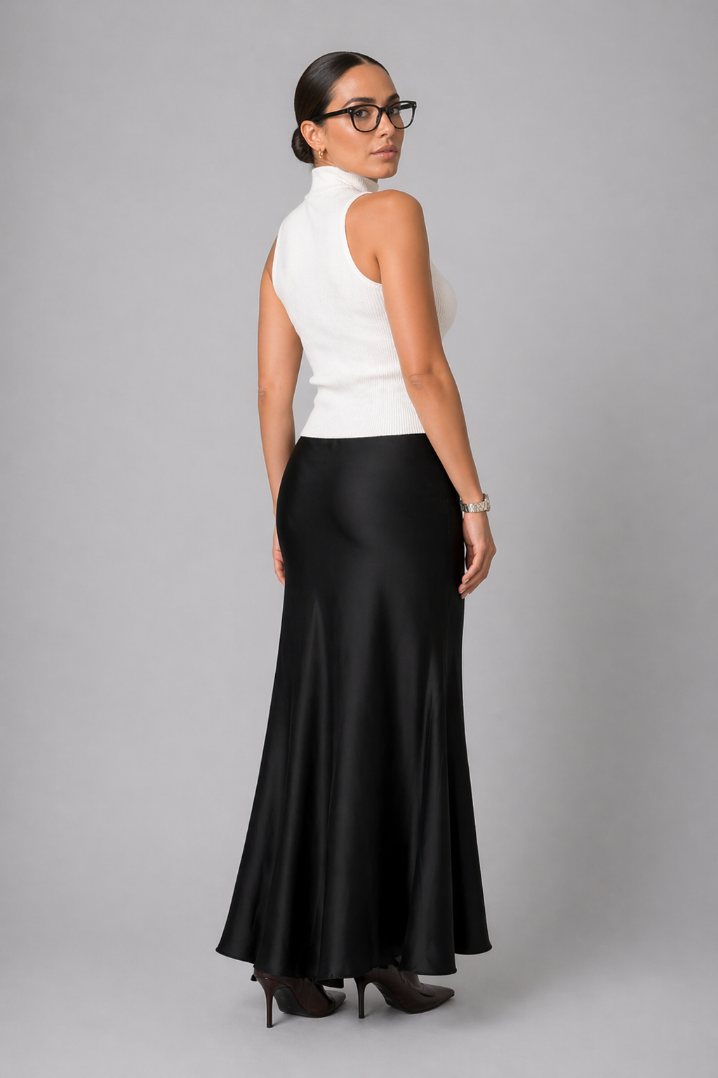 Satin Slip Midi Skirt