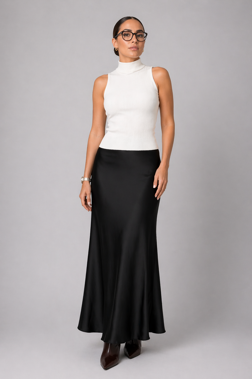 Satin Slip Midi Skirt