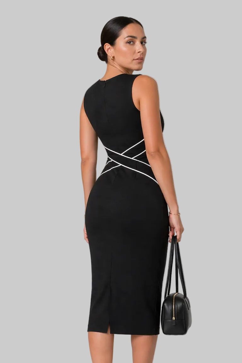 X-Detail Pencil Dress