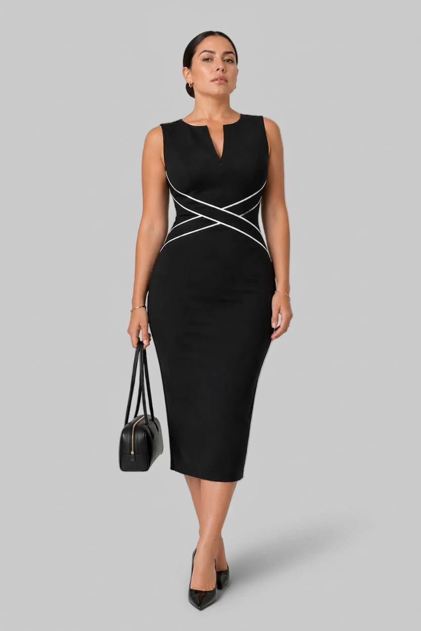X-Detail Pencil Dress